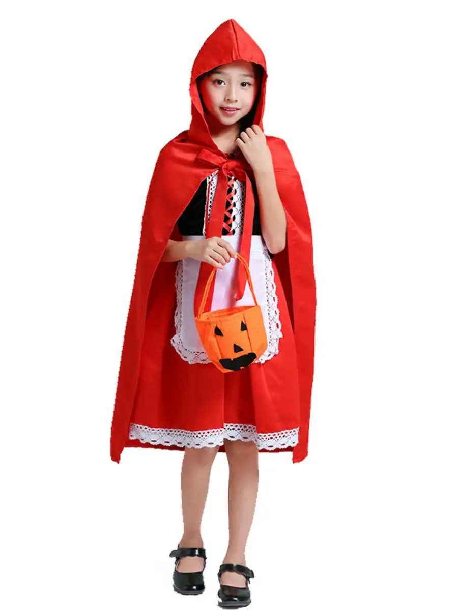 زي أداء للهالوين، فستان أميرة للأطفال، زي متناسق للأم والطفلة، تنورة رقص للفتيات على طراز ليلى والذئب #2