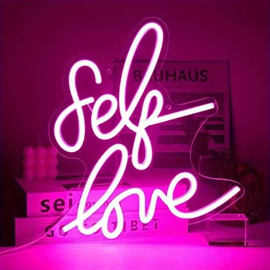 

Self Love Neon Sign Pink LED Neon Light Sign for Wall Decoration USB Powered for Bedroom School Bar Shop Decor Birthday Gift