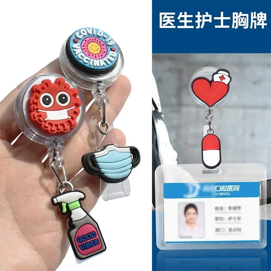 1pc New Hospital Style Badge Reel Nurse Workers Enfermera ID Holder Retractable Name Card Holder Accessory