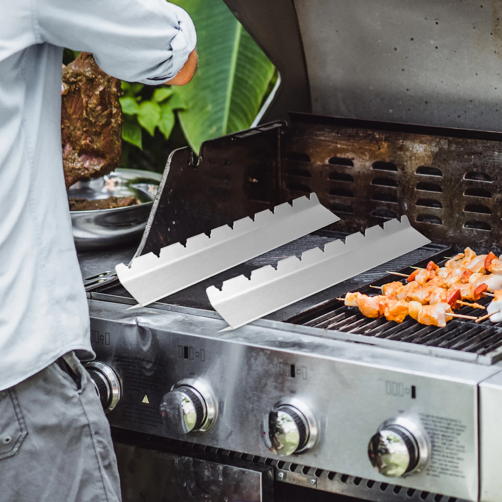 

Barbecue Fork Chicken Skewers Stainless Steel Holder BBQ Sticks Rack Organizer Durable Material Stable Support Versatile Use