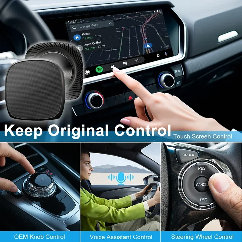 Android 14 TV Box 8-Core Wireless CarPlay AI Box Android Auto Adapter 4G LTE Plug & Play For Youtube Nexflit Car Assecories