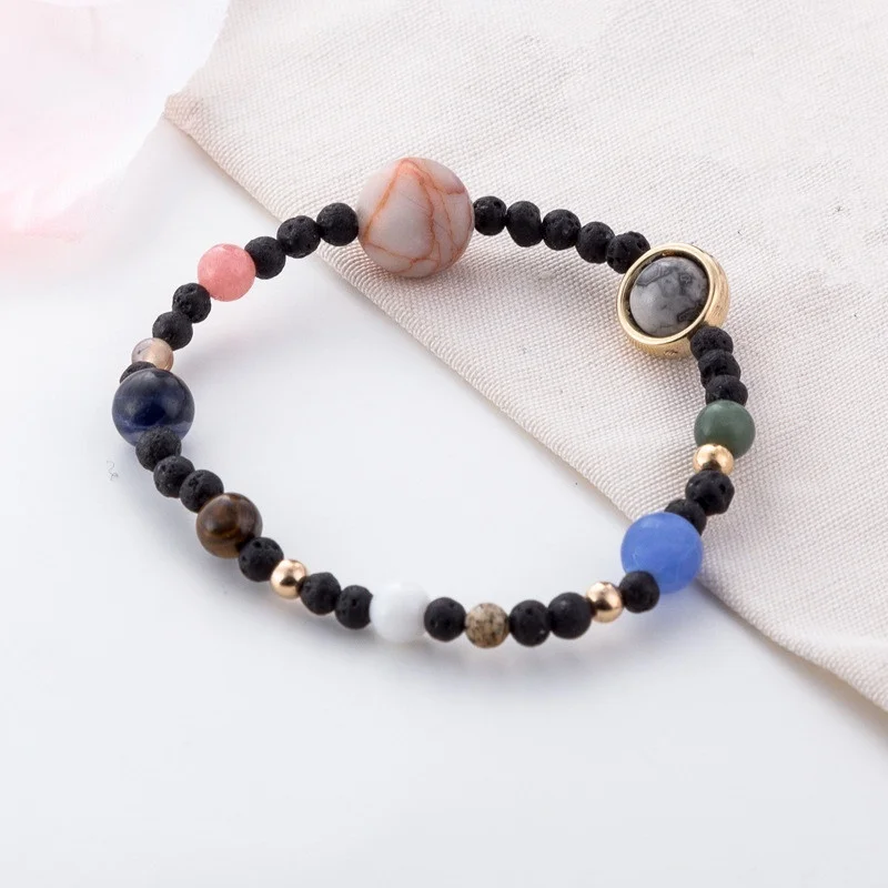 Solar System Bracelet Universe Galaxy The Nine Planets Guardian Star Stonego Natural Beads Bracelets Bangles Women and Men Gift