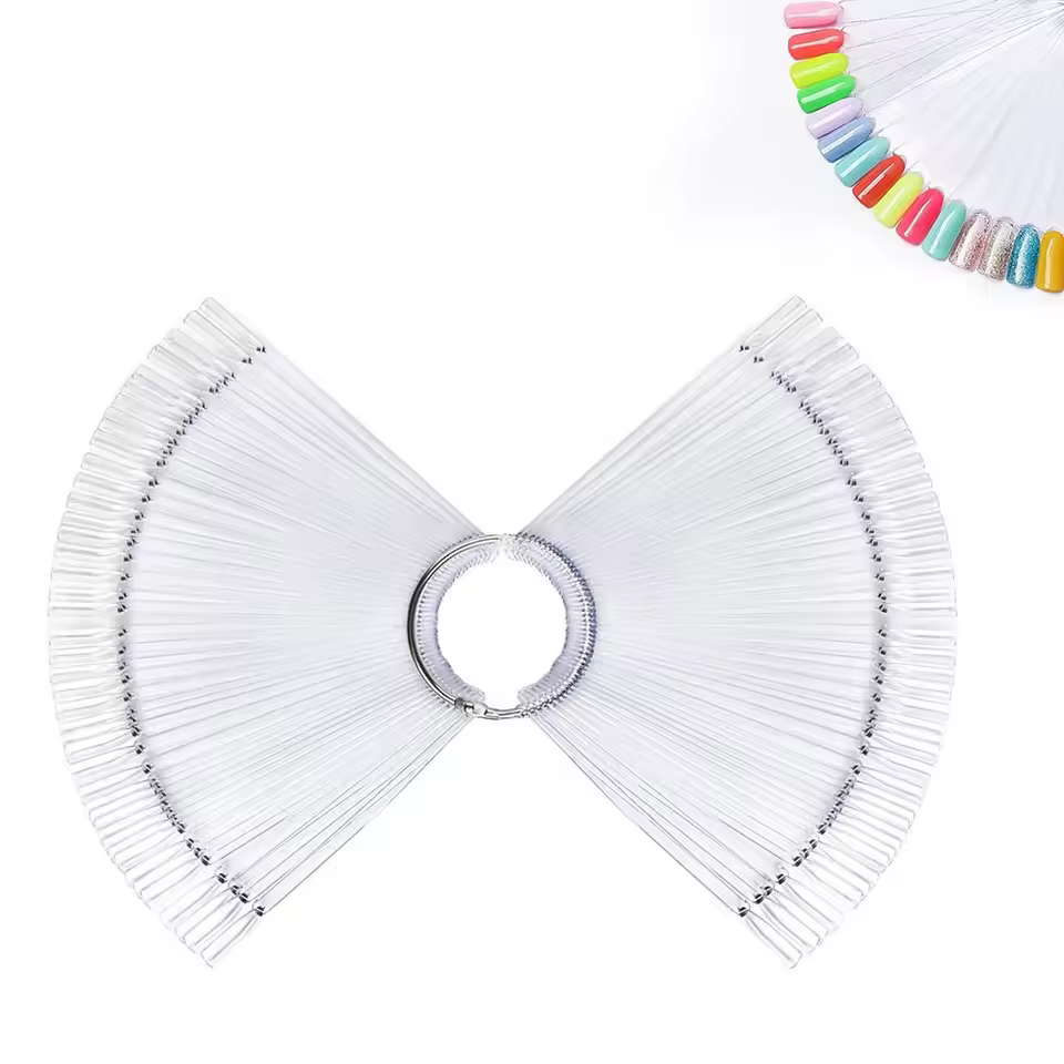 50pcs Gel Polish Display Tips Manicure Clear Nail Swatch Sticks with Ring False Nail Sample Sticks 50 Colors Practice Fan-shaped - AliExpress 