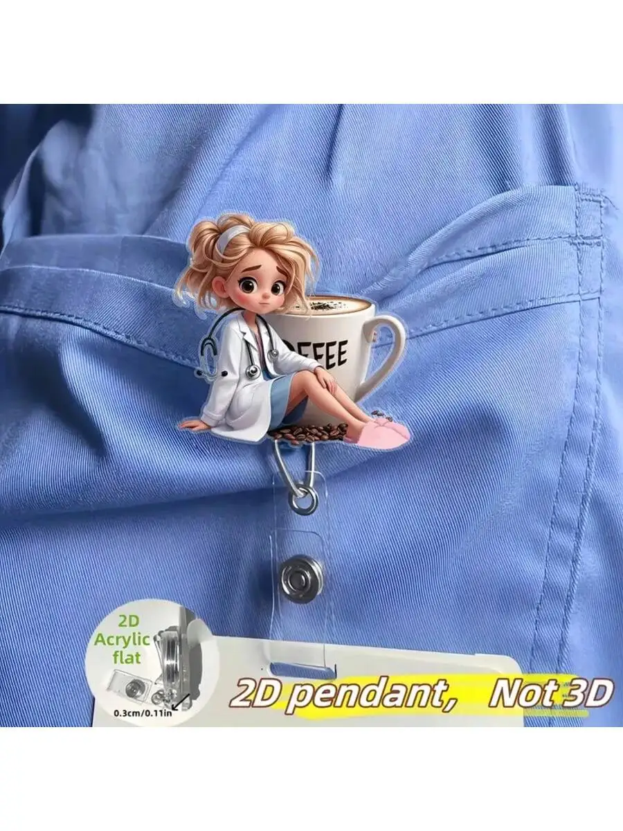 قطعة واحدة من بكرة شارة قابلة للسحب للممرضات اللطيفة - حامل معرف أكريليك متين للممرضات وعمال المكاتب والطلاب، أساسيات المكتب المدرسي