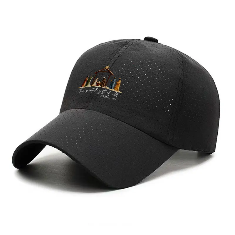 Nativity Scene The Greatest Gift Of All Matthew 2 11 Quick Dry Baseball Cap