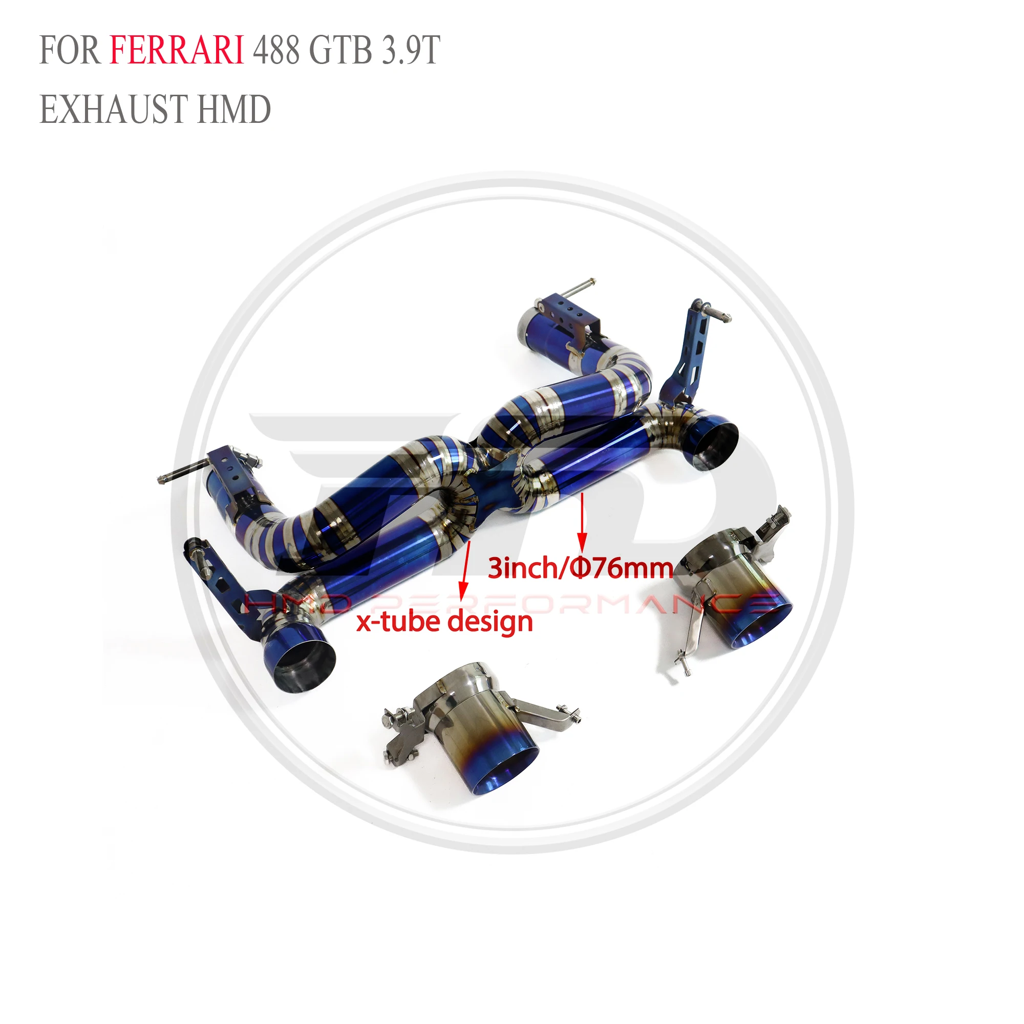 HMD Diskon Besar Sistem Knalpot Titanium Performa Catback untuk Ferrari 488 Pista Spider GTB 3.9T Tanpa Katup Knalpot dengan Ujung