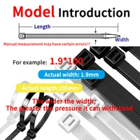 100pcs Self-locking Plastic Nylon Tie Black Fastening Strap Cable-Tie-Set Cable Zip Tie Fastening Ring Zip Wraps Strap Tie Wandu 3