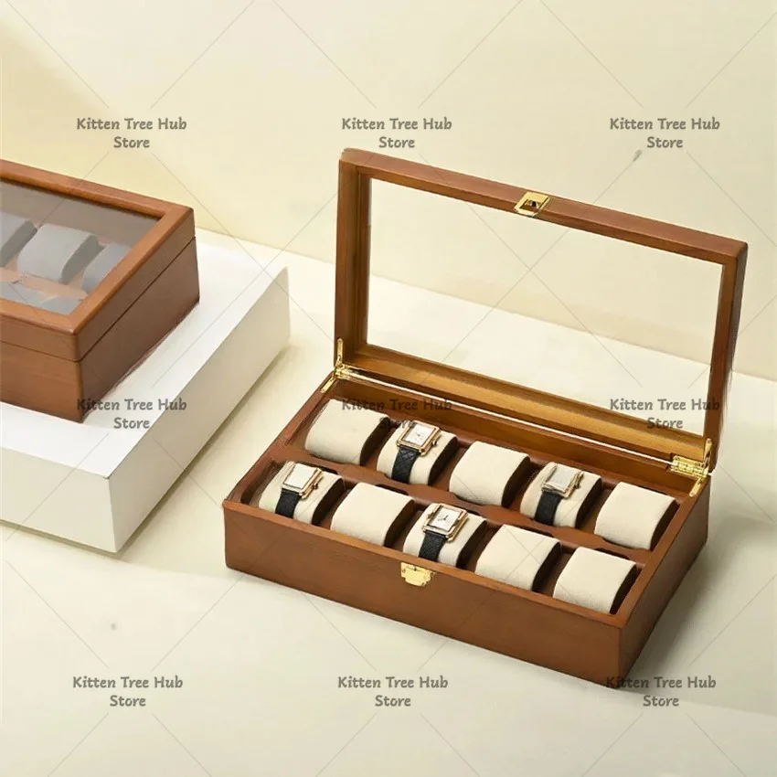 6/10 Grids Watch Box Wooden Jewelry Box Watch Organizer Case Men Women Mechanical Watchs Storage Case Wristwatch Display Box