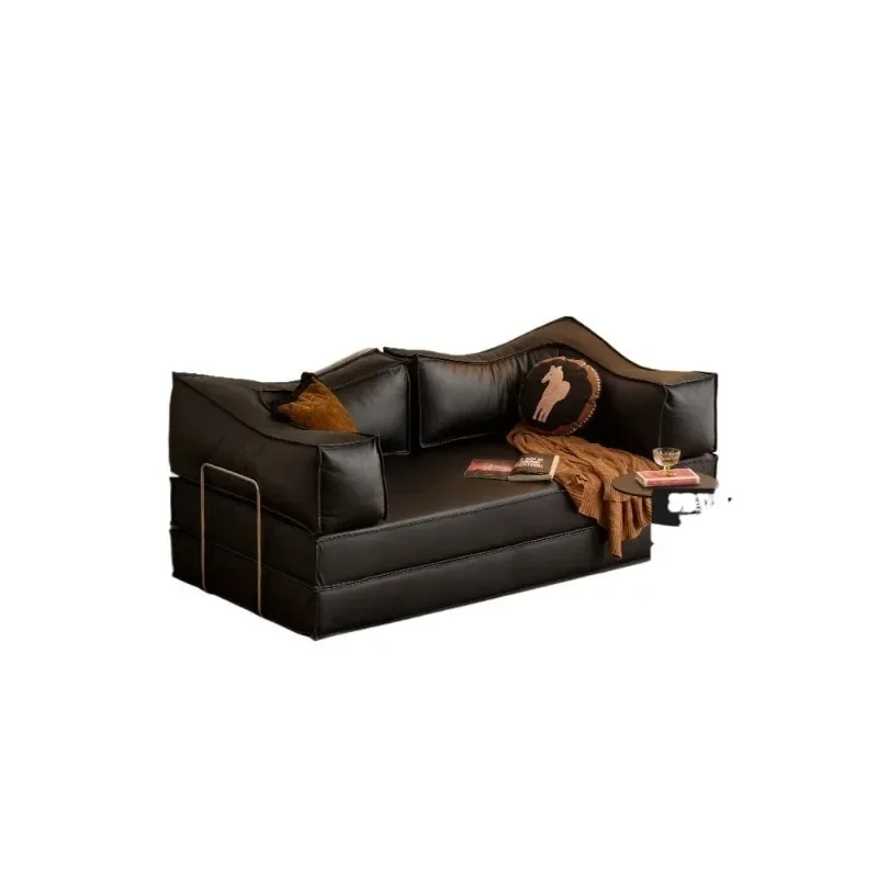 Teddy sofa bed antique module sofa sitting and lying dual-purpose retro leather sofa invisible bed