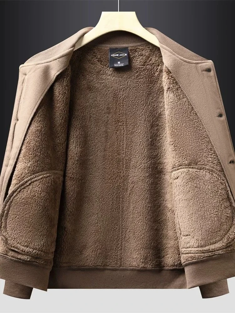 

​Men's Retro Autumn Winter Knit Hooded Sweater Jacket Warm Flannel Lined Oversized Casual Coat for Outdoor Activities​