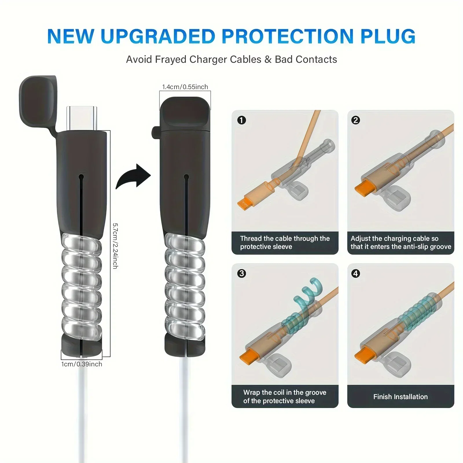 USB Type-Cシリコンケーブルプロテクター,改良されたバージョン,壊れないケーブルワインダー,iPhoneおよびSamsung用オーガナイザー,1パック,2個,3パック,新品