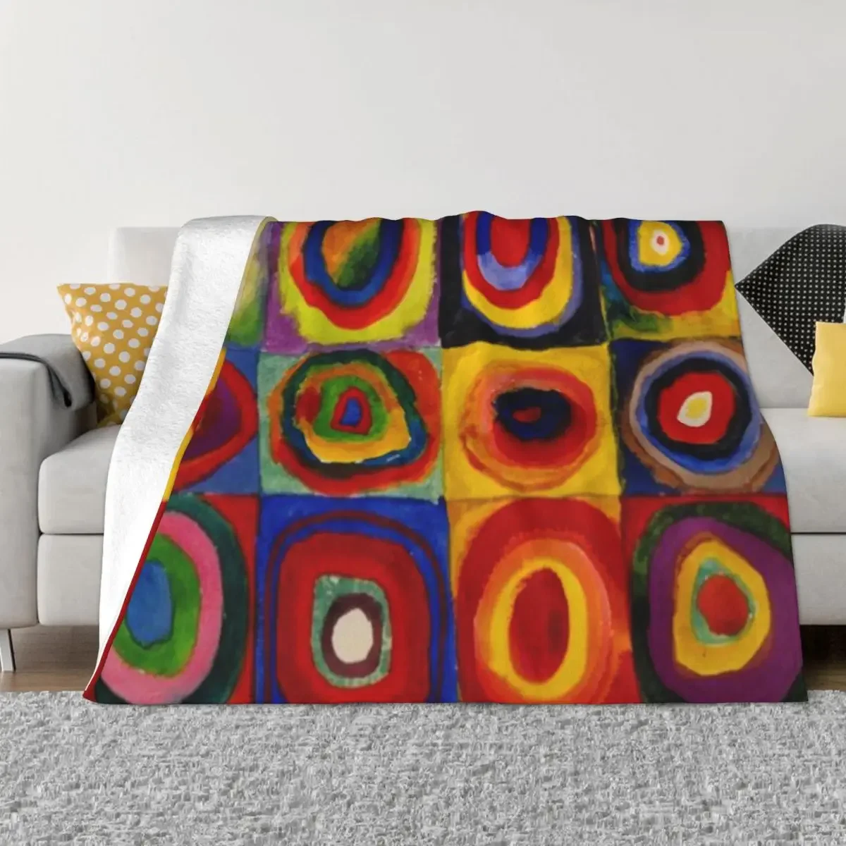 

Kandinsky - Squares with Concentric Circles | Kandinsky Color Study Throw Blanket Furry Fluffy Shaggy Kid'S Blankets