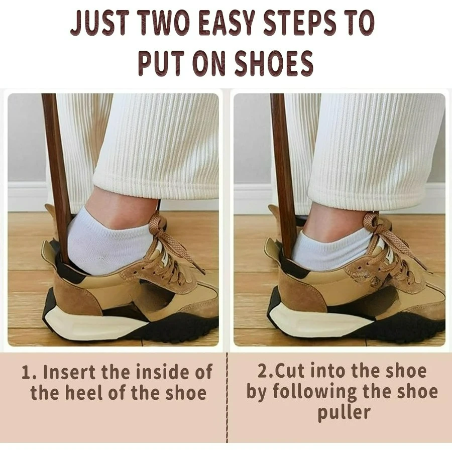 Tragbarer 32cm Holz-Schuhlöffel, Schuhzieher mit Langem Griff für Alle Schuharten, Reisefreundliches Geschenk für den Täglichen Gebrauch – Detail 4