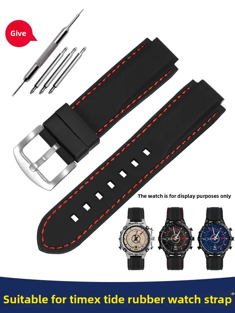 Suitable for Timex Tide Watch with T2N720 721 Outdoor Sports Silicone Watch with 24 * 16mm
