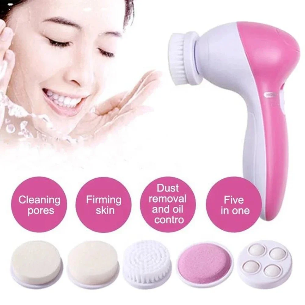 Facial Cleaner 5 IN 1 Face Cleansing Brush Wash Machine Spa Skin Care Massager Blackhead Cleaning Facial Cleanser Tools