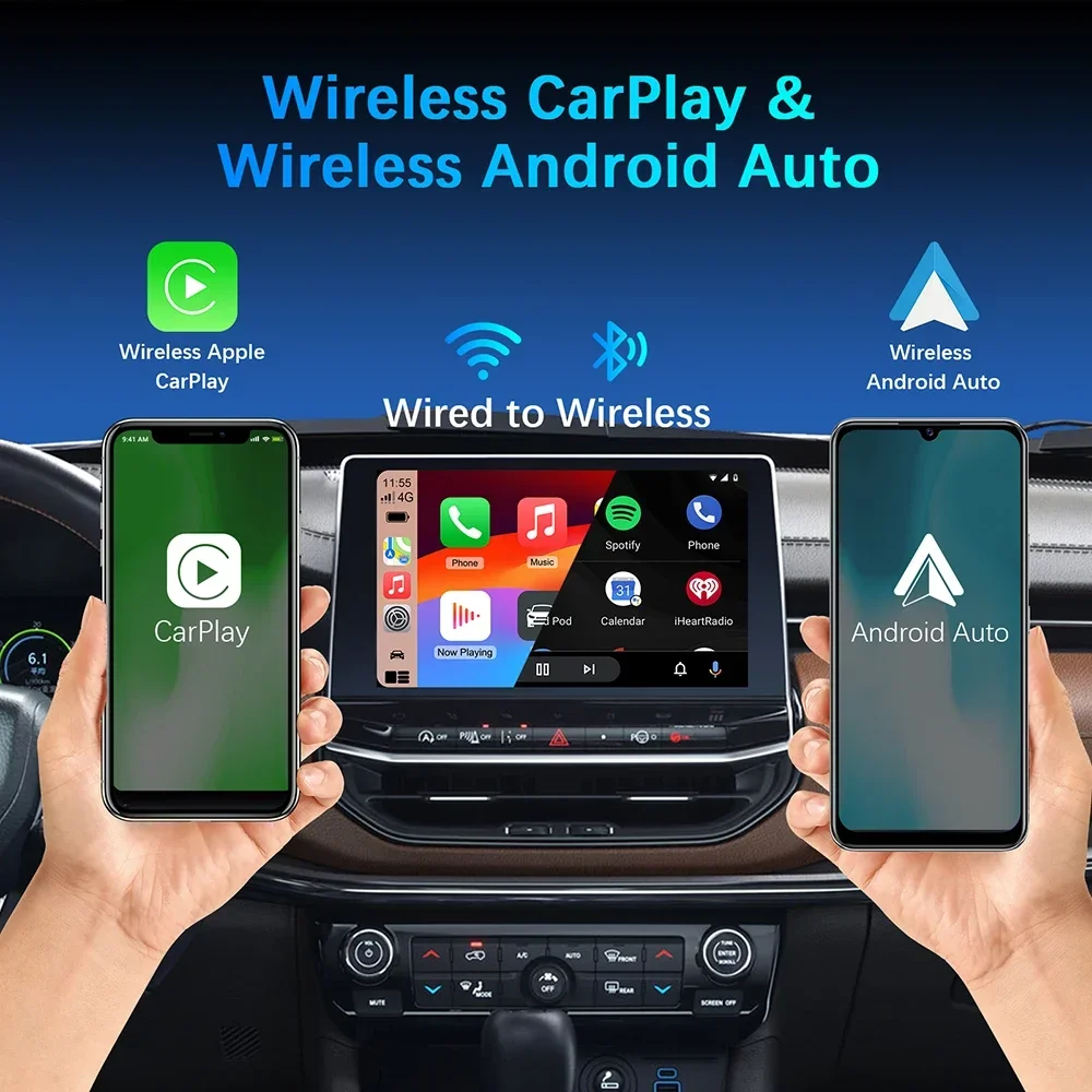 อะแดปเตอร์ CarPlay ไร้สายแบบ2อิน1สำหรับ CarPlay Android กล่องอัจฉริยะแบบปลั๊กแอนด์เพลย์สำหรับ Volkswagen Toyota Peugeot Volvo Kia