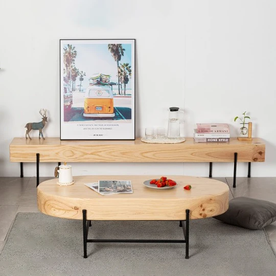 

Тумба под телевизор из массива дерева, простая деревянная мебель для дома, набор для гостиной, журнальный столик, подходит для телевизоров 55-75 дюймов.