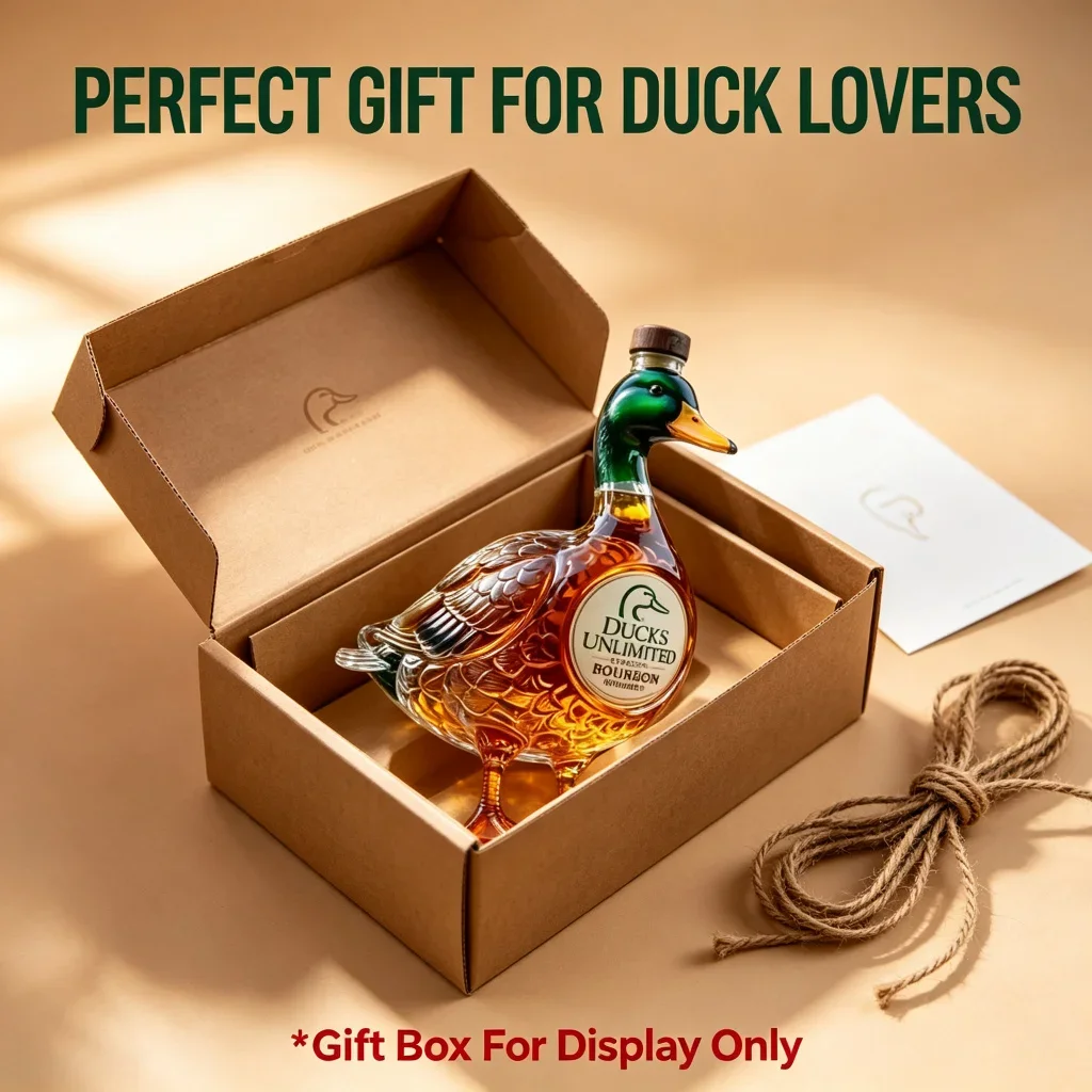 Duck Shaped Crystal Decanter Ducks Unlimited Mallard Glass Whiskey Bourbon Liquor Bottle Novelty Wildlife Bar Decor Gift