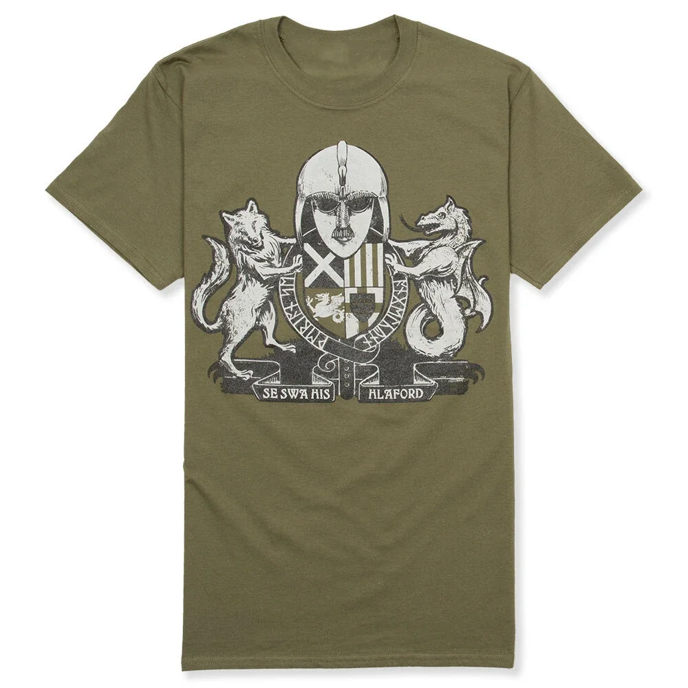 

"ENGLISC ARMS" - MILITARY GREEN, Anglo-Saxon, Sutton Hoo Men's 100% Cotton Casual T-shirts Loose Top Size S-3XL