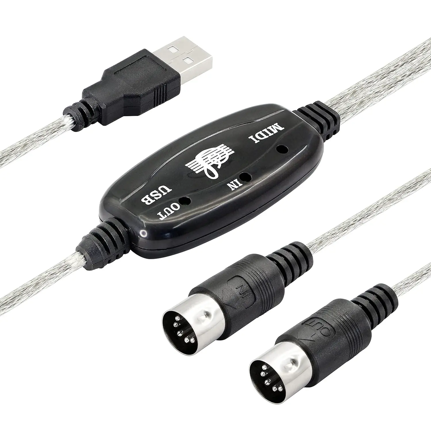 Adapter USB A męski na MIDI Din 5-pinowy kabel wejściowy do klawiatury muzycznej Syntezator fortepianowy do laptopa PC Obsługa Windows7/8/10/Vista