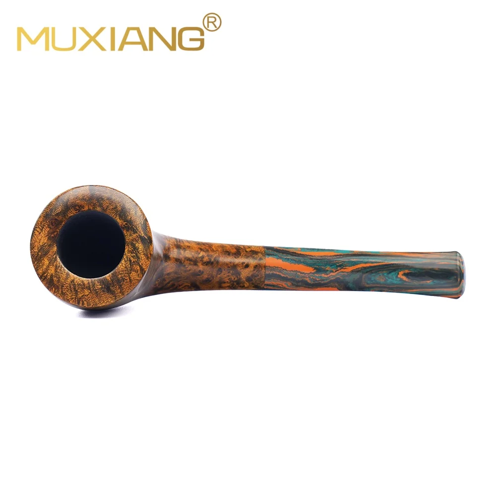 MUXIANG Briar Wood Zulu Shape Tobacco Tobacco Pipe Classic 3mm Bore Vulcanite Mouthpiece Gift for Dad Men Daily Home Use