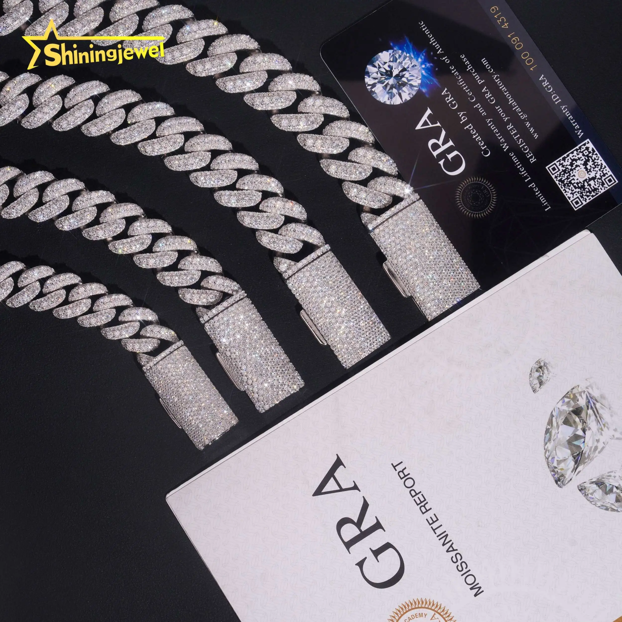 Bling13mm Bling 15mm 16mm 18mm Cuban Chain Hip Hop Style Moissanite Necklace Jewelry Rappers' Favorite Chain 925 Sterling Silver