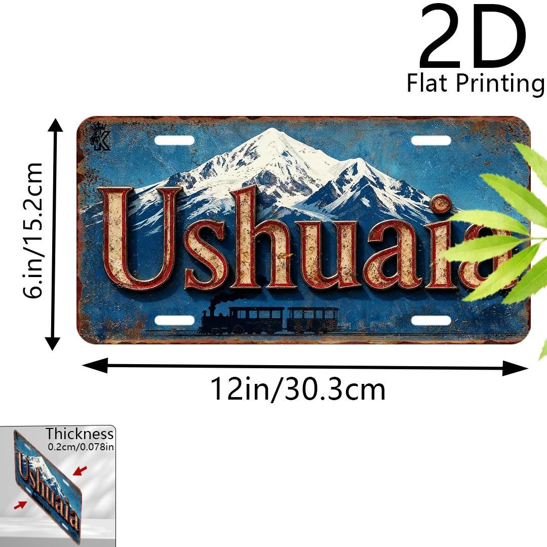 Ushuaia Argentina Vintage License Plate Tin Sign - Vintage Durable Metal Plaque Wall Decor, Home Office Bar Man Cave Wall Art