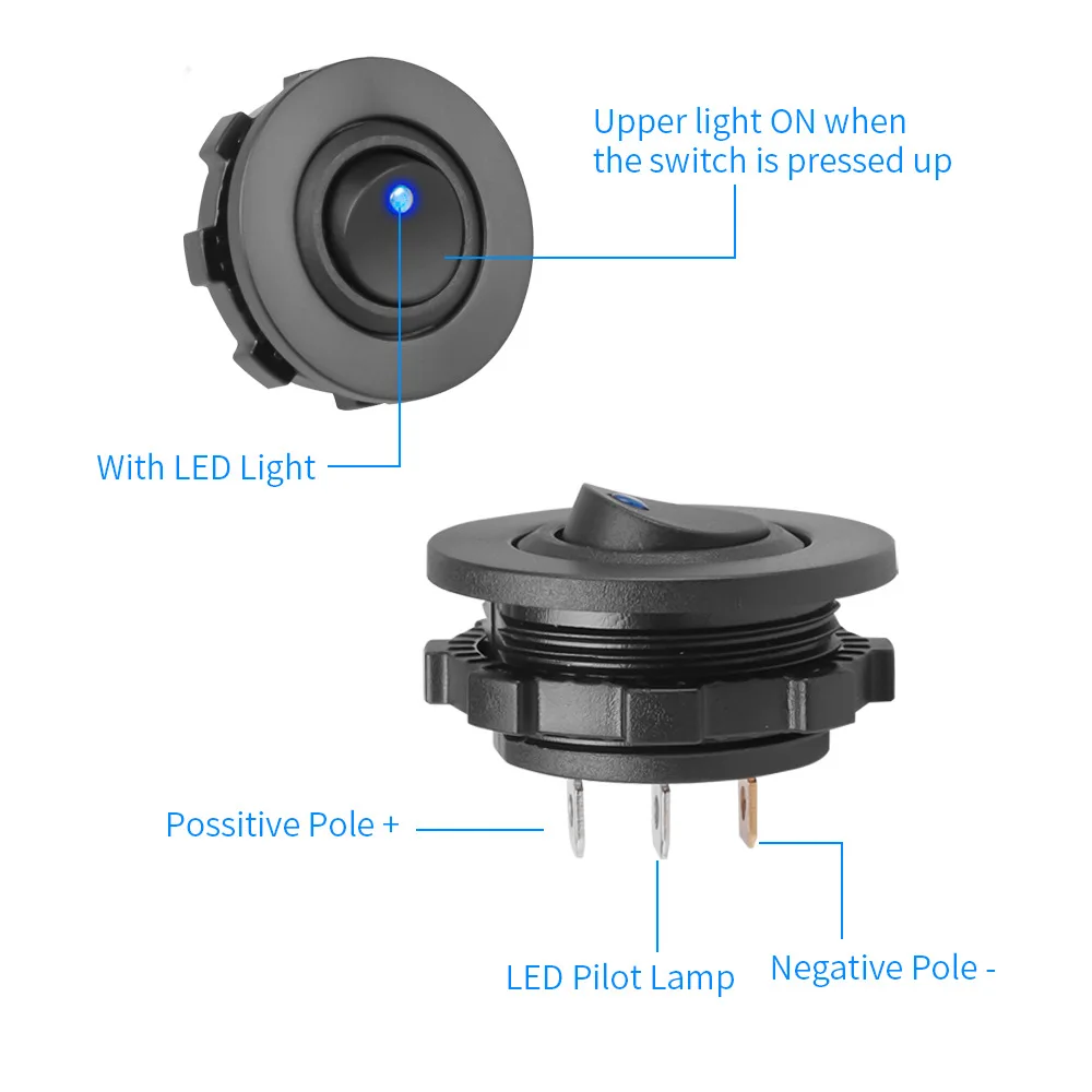 12V-24V 16A Bule LED Waterproof IP44 Car Mounted Modification Dedicated Cigarette Lighter Mother Seat Switch