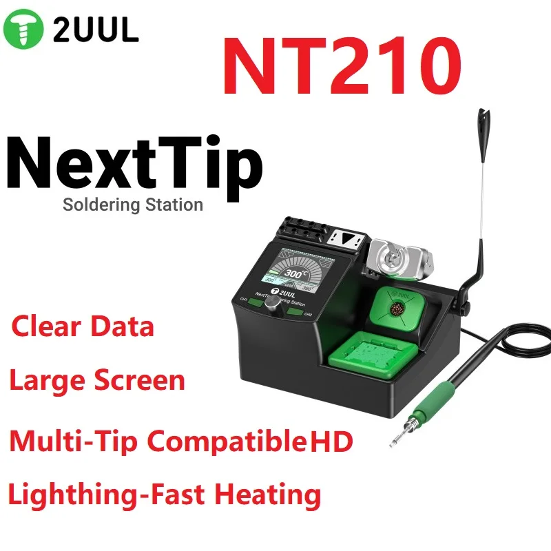 

2UUL NT210 Soldering Station 80W Rapid Heating High-Power Multi-Tip Compatible HD Large Screen for Motherboard CPU Chip Repair