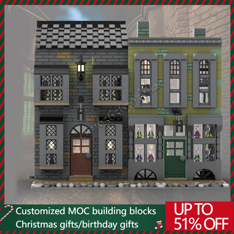 

1090 шт. MOC креативная замена свечи на чердаке, строительство Mysteriou MOC, строительный блок, модель фундамента, головоломка, подарки для детей