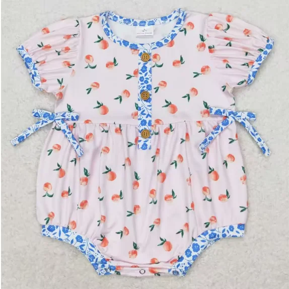 Baby Infant Girls Pink Bows Floral Strawberry Ruffle Rompers Baby Girls Clothes