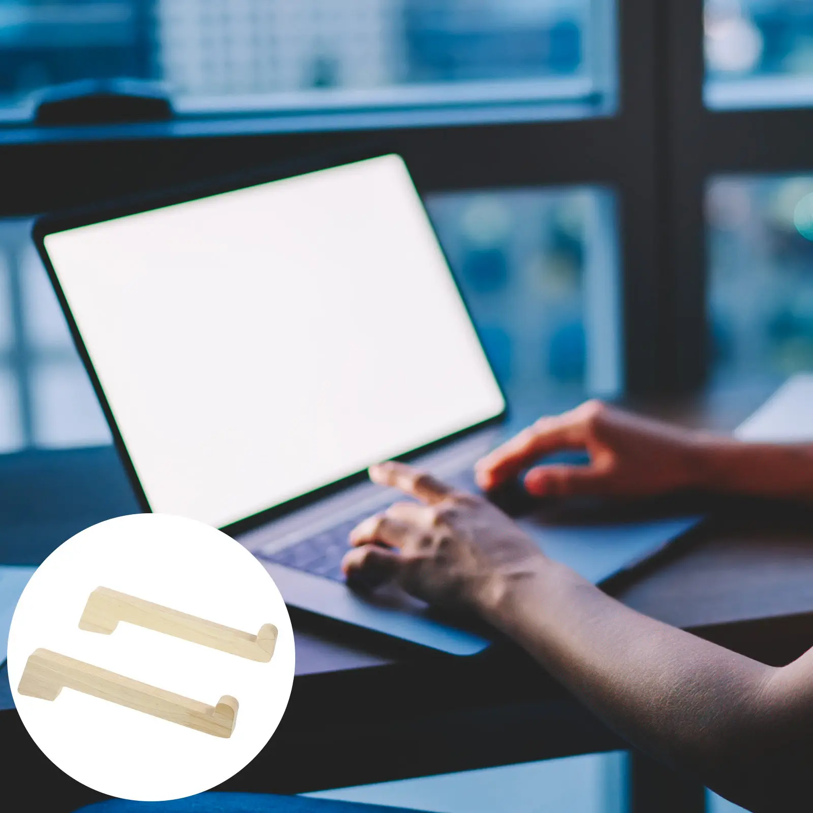 

Набор из 2-х экологичных деревянных подставок для ноутбуков: портативная эргономичная опора со стабильным основанием для стола, идеально подходит для офиса, дома, общежития