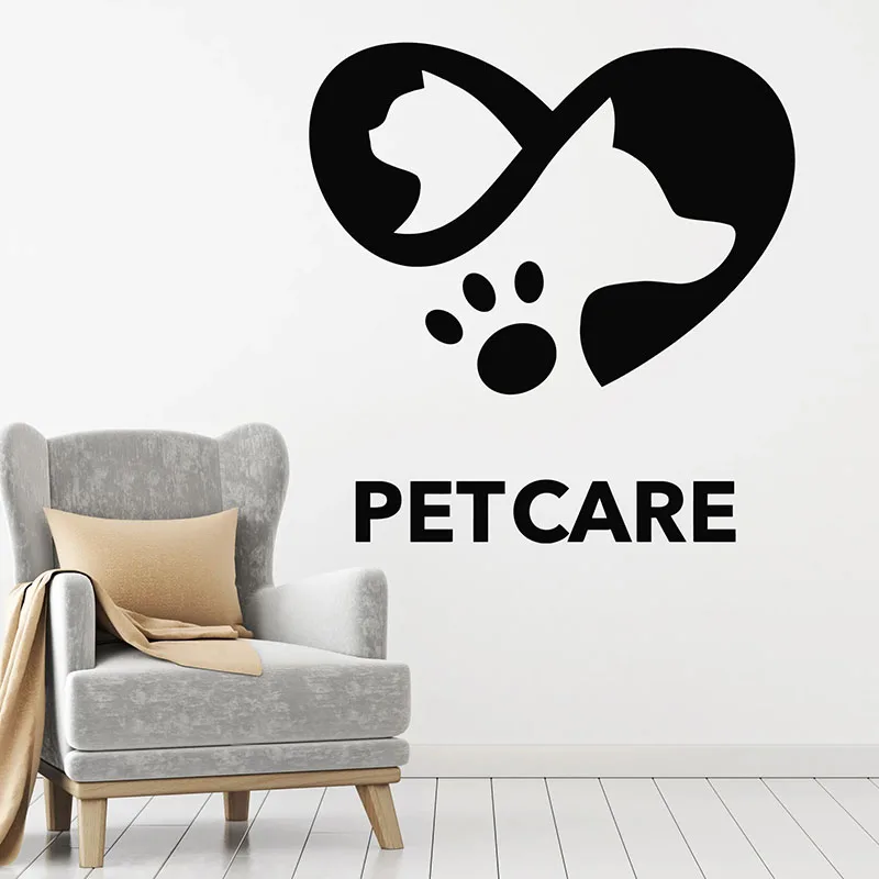 Love Animals Friendship Dog Cat Wall Sticker Pet Care Wall Decal Veterinary Clinic Pets Shop Wall Decor Door Window Vinyl Murals