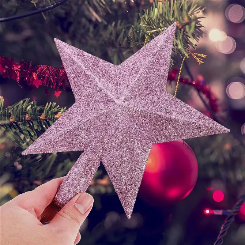 20cm Christmas Tree Decoration Sprinkled Pink Christmas Tree Top Star Christmas Tree Sparkle Star Glittering Xmas Tree Topper