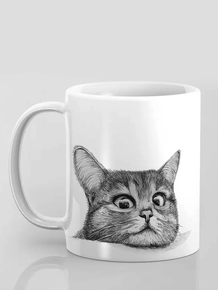 Cat Waiting for you  Mug 11oz Funny Ceramic Home Coffee Mug cat Lover friends birthday Gift