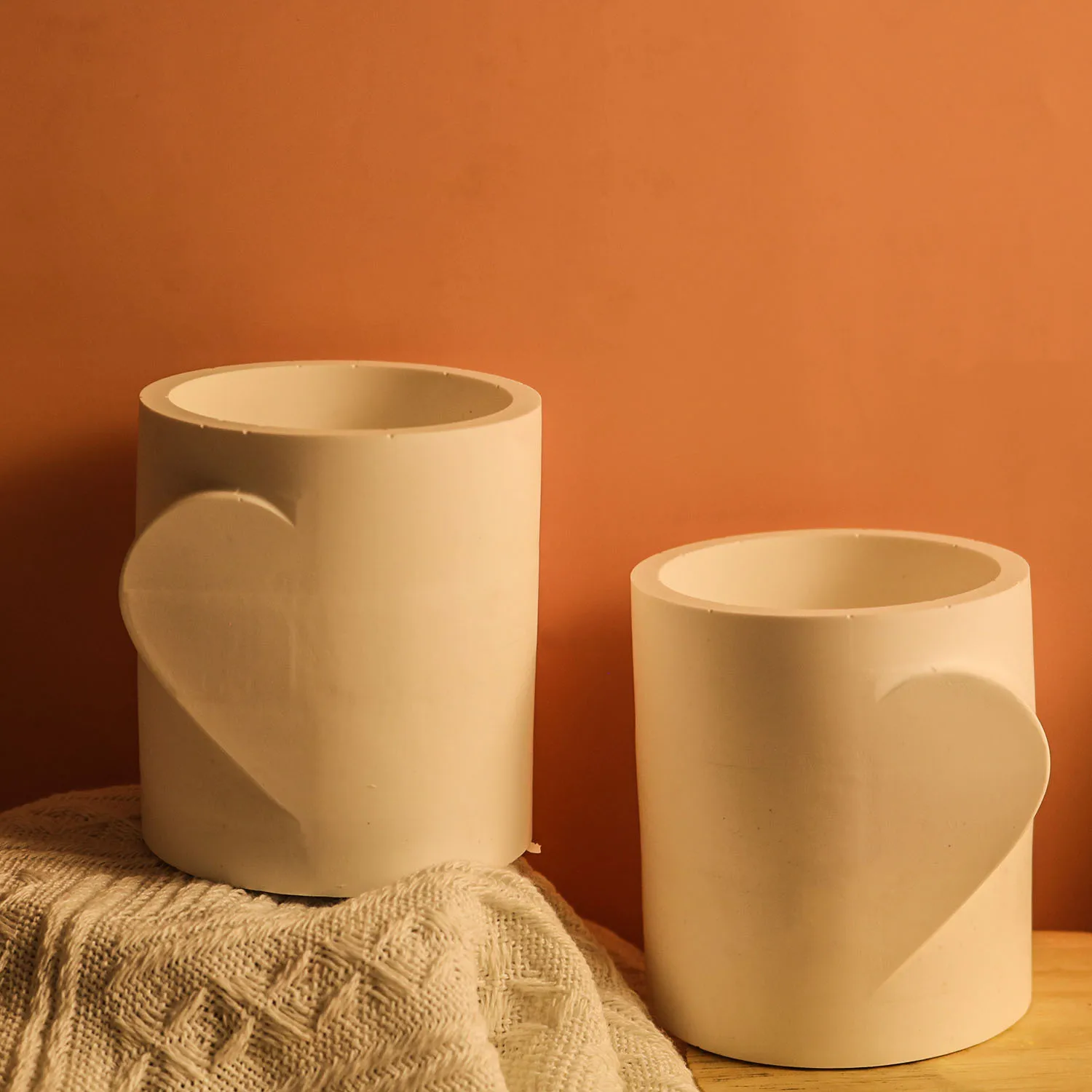 Valentinstag Liebe Herz Kerze Tasse Silikon Form Kerze Glas Container Form Lagerung Box Stift Halter Gips Zement Vase Formen