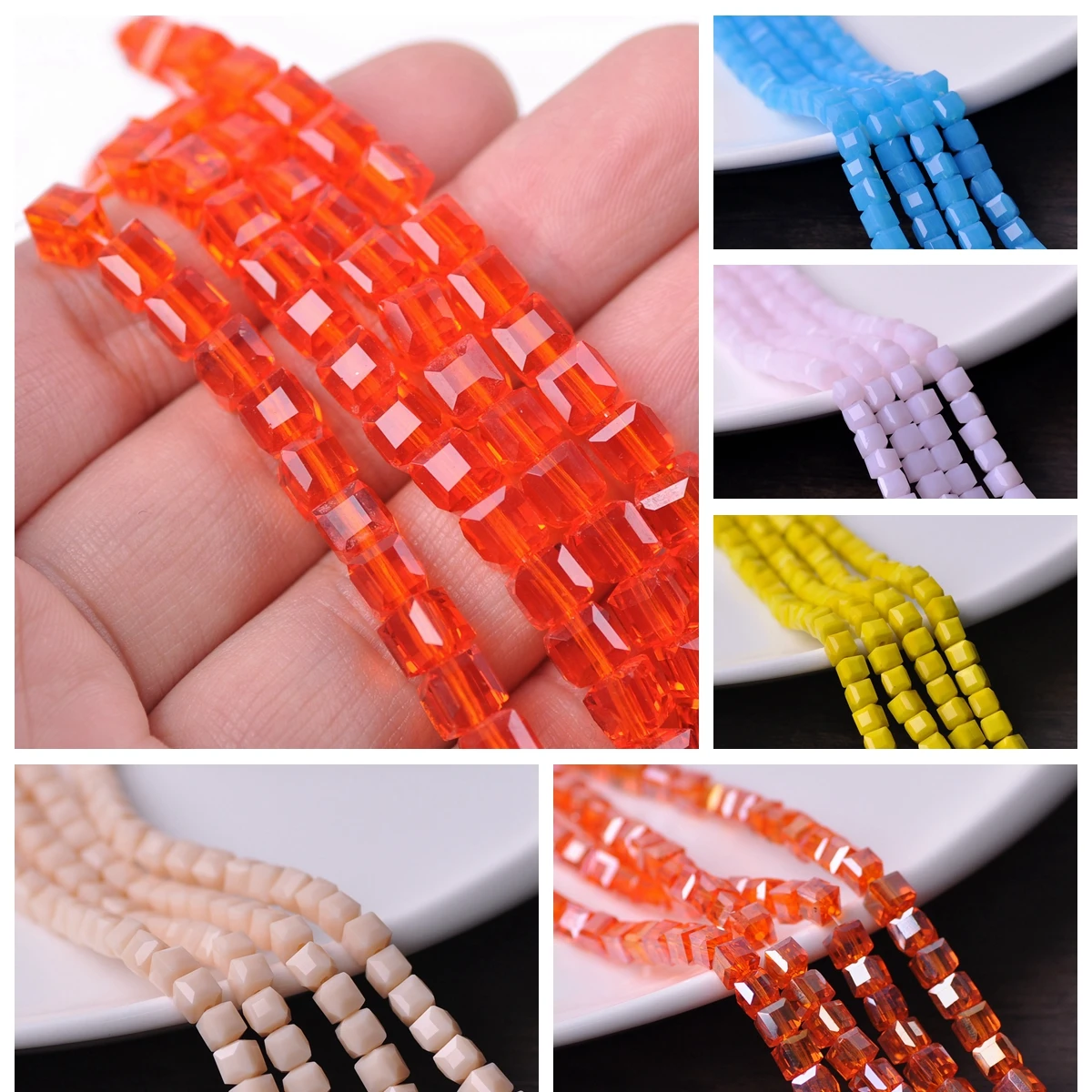 3mm 4mm 6mm 8mm 10mm Cube Square Faceted Czech Crystal Glass Loose Crafts Beads Wholesale Lot For Jewelry Making DIY