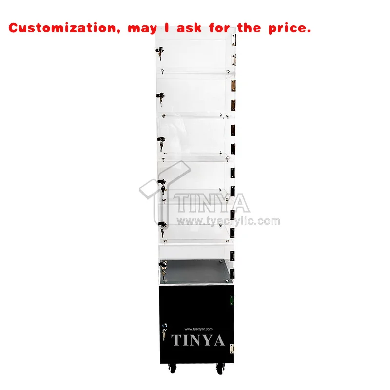 custom.Tinya 6-Tier Green PMMA Acrylic Display Stand Mobile Phone Accessories Modern Style Acrylic USB & Car R