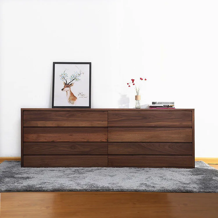 Black walnut chest cabinet Nordic all solid wood log locker Japanese eight-bucket cabinet storage cabinet furniture