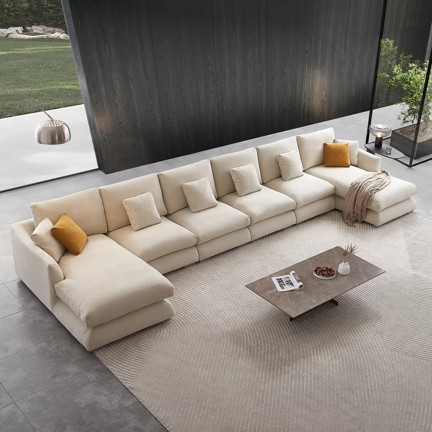 Luxury Corner U Shape  Feather Sofa  Cloud Sofa Modular Moderne Hotel Sectional Living Room Sofa