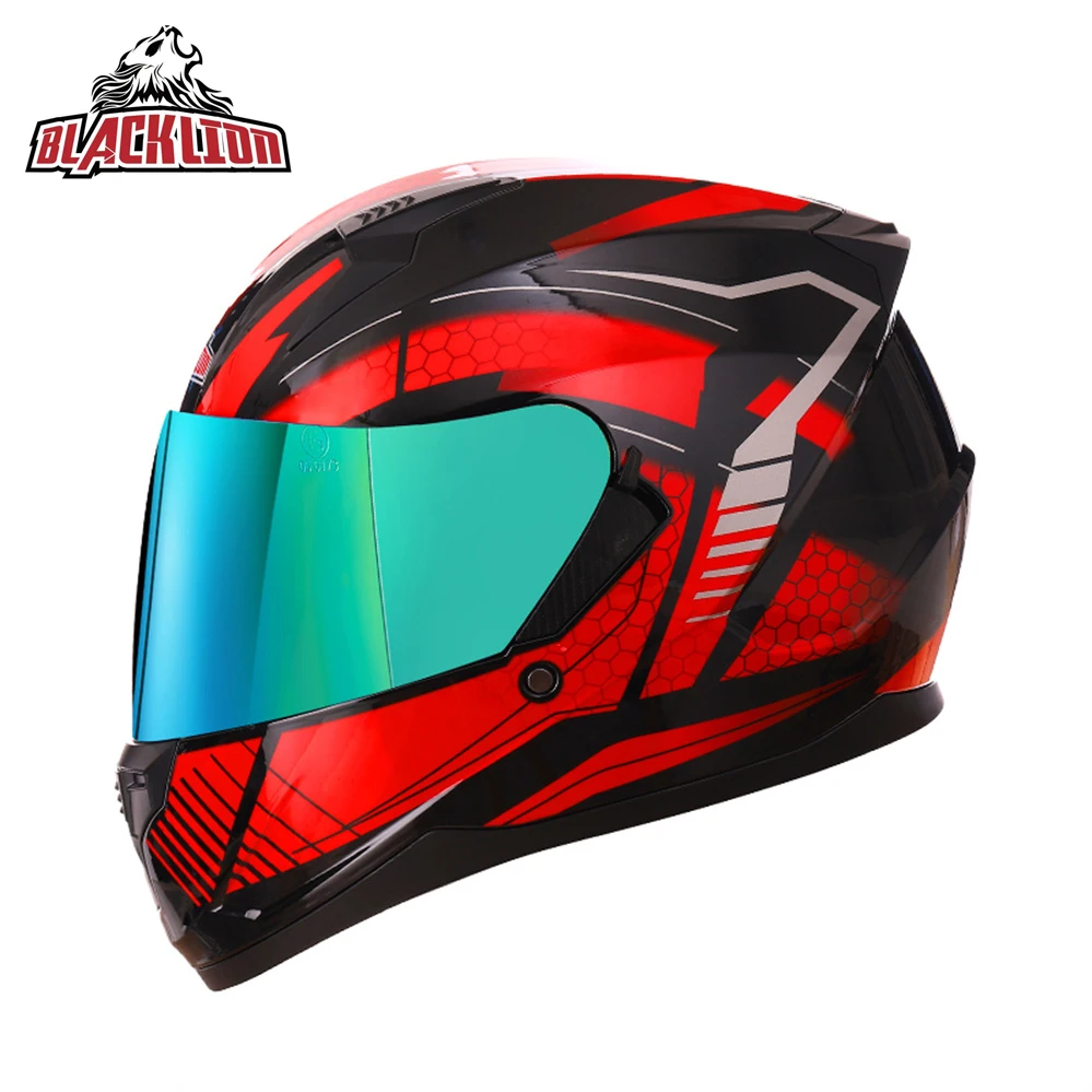 Brilhante estilo noturno escuro capacetes de motocicleta corrida casque viseira dupla lente moto cascos para moto dot aprovado casco