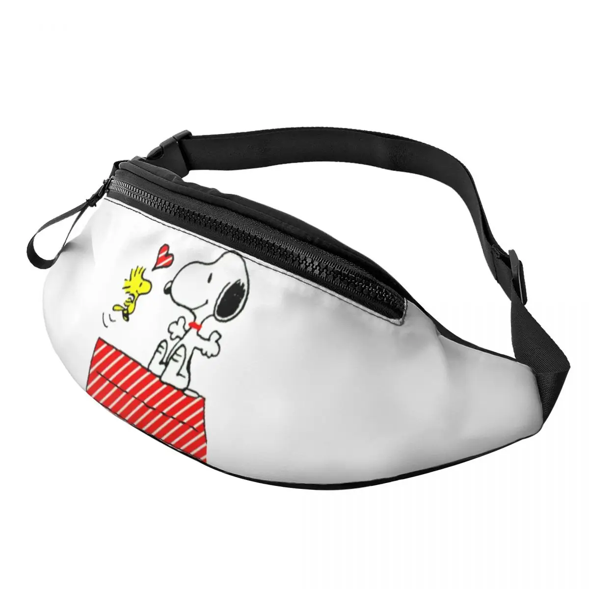 Sac à Bandoulière Personnalisé de Dessin Animé Snoopile à Rayures Rouges pour Homme et Femme, Sacoche de Taille pour Course à Pied, Téléphone, Poudres d'Argent