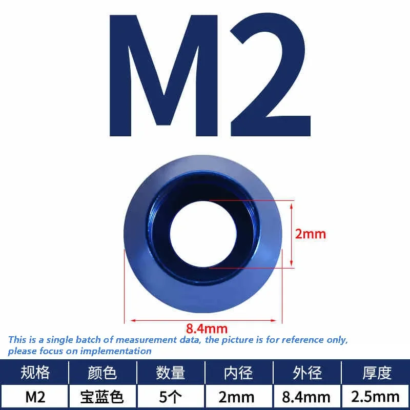 

8Pcs/lot Cap Head Aluminum Washer M2 M2.5 M3 Corlorful Aluminum Alloy Cone Gasket Washer For RC Parts Bolt Washer Screw Capv