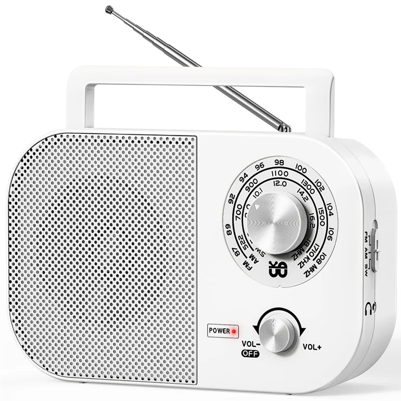 

【NEW】Portable AM FM Radio With Long Range Reception, Transistor Radio With Big Speaker,Battery Operated Or AC Power