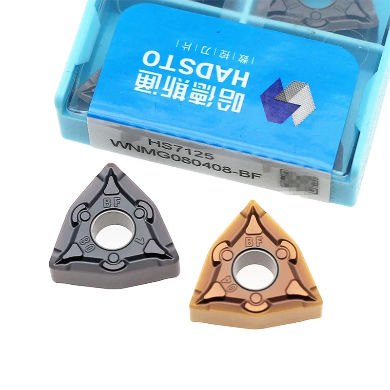 10pcs HADSTO Original Carbide Inserts WNMG080404-BF WNMG080408-BF HS7125 HS7225 Turning Blades for Steel CNC Cutting Tools
