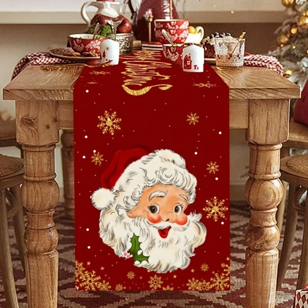 New Santa Claus Christmas Table Runner Elk New Year Christmas Tablecloth Snowman Xmas Table Flag Cover Navidad Gift