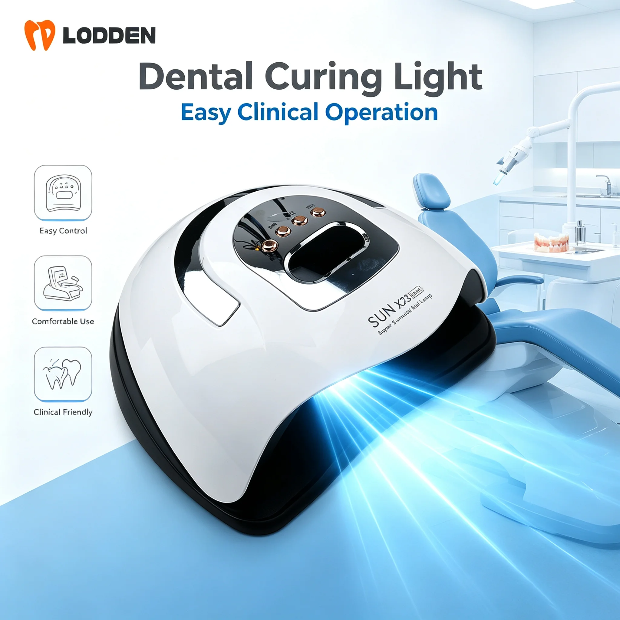 Lodden UV LED Lamp Dentist LED Lamp for Simulated Gum Modification Kit with Digital Display Timer Equipmen Dental Curing Light