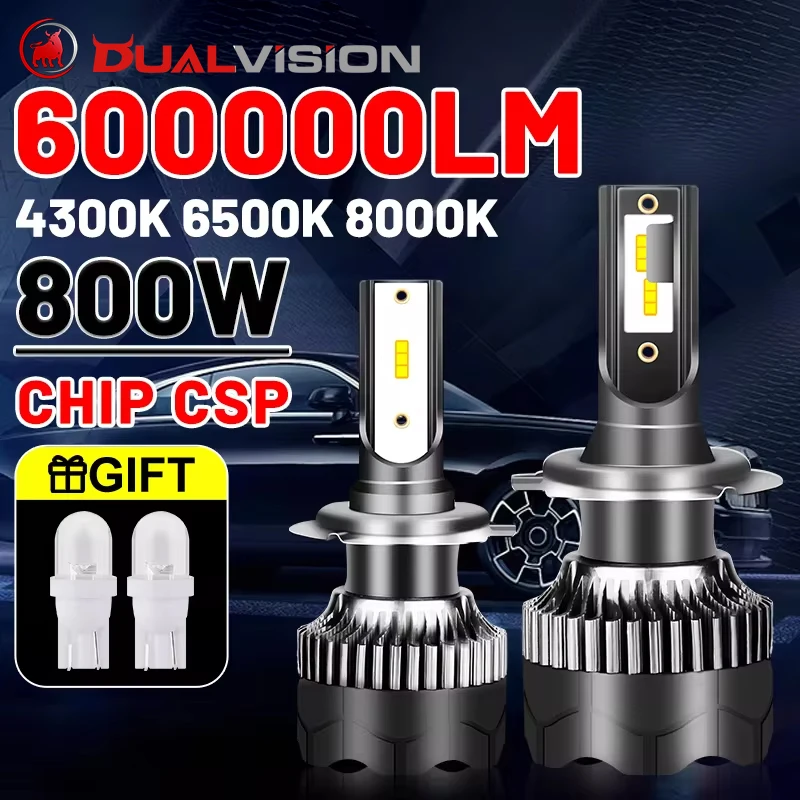 Dualvision H4 светодиодный фары 800W 3570 CSP светодиодный H7 H1 H11 H8 9005 9006 HB3 HB4 H9 4300K 6500K 8000K 2 шт Противотуманные фары Mini Diode 12V