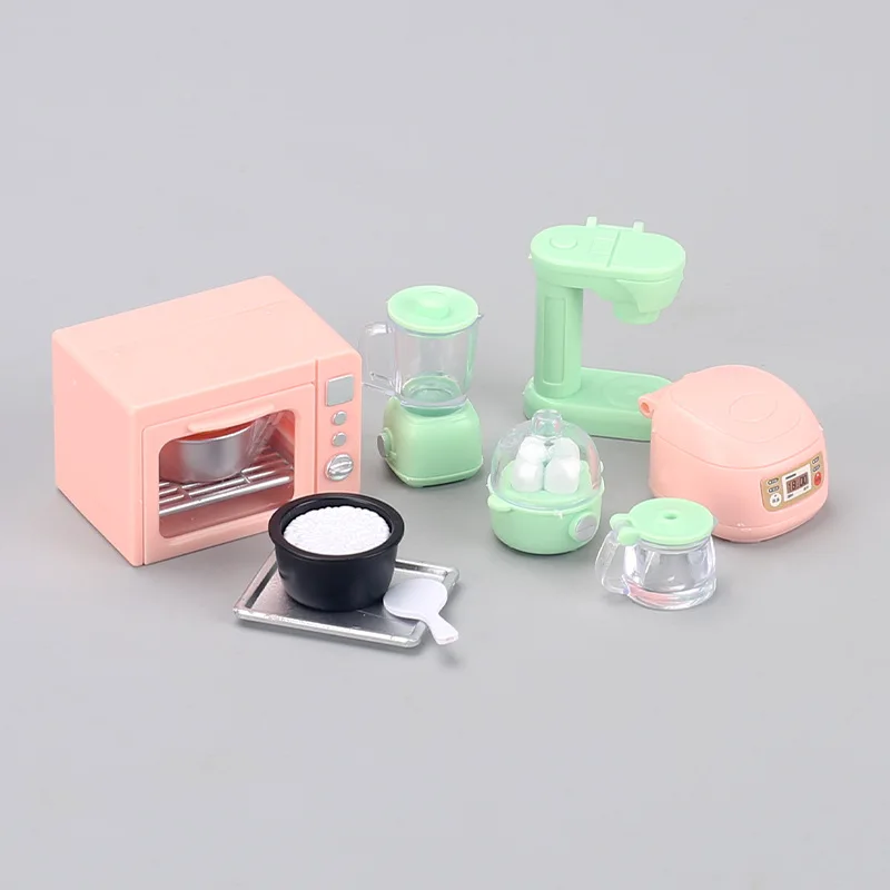 Kids Mini Play House Miniature Rice Cooker Oven Juicer Egg Steamer Small Model Children's Doll House Accessories