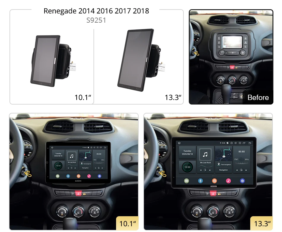 Android 12.0 Ownice Car Radio Auto for Jeep Renegade 2014 2016 2017 2018 13.3